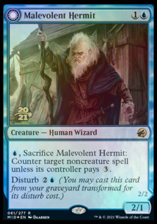 Malevolent Hermit // Benevolent Geist [Innistrad: Midnight Hunt Prerelease Promos] | Empire Gaming NC