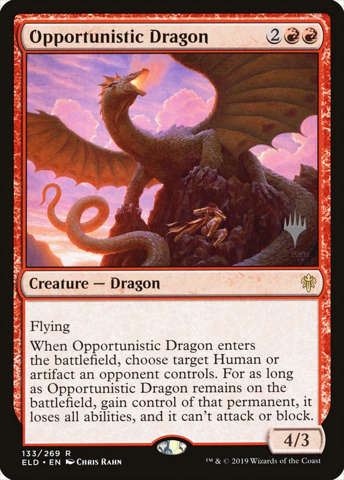 Opportunistic Dragon (Promo Pack) [Throne of Eldraine Promos] | Empire Gaming NC