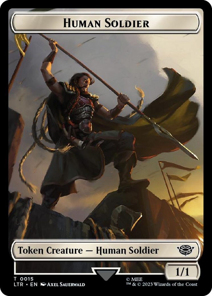 Human Soldier (0015) // Food (0022) Double-Sided Token (Surge Foil) [The Lord of the Rings: Tales of Middle-Earth Tokens] | Empire Gaming NC