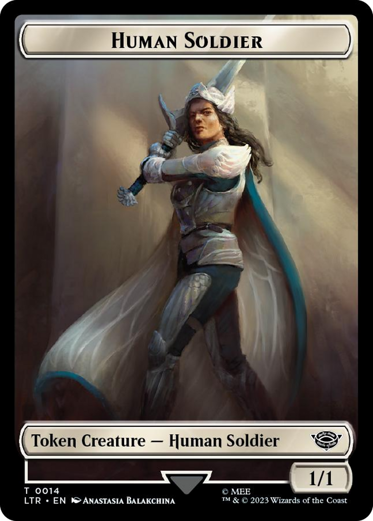 Human Soldier (0014) // Food (0024) Double-Sided Token (Surge Foil) [The Lord of the Rings: Tales of Middle-Earth Tokens] | Empire Gaming NC