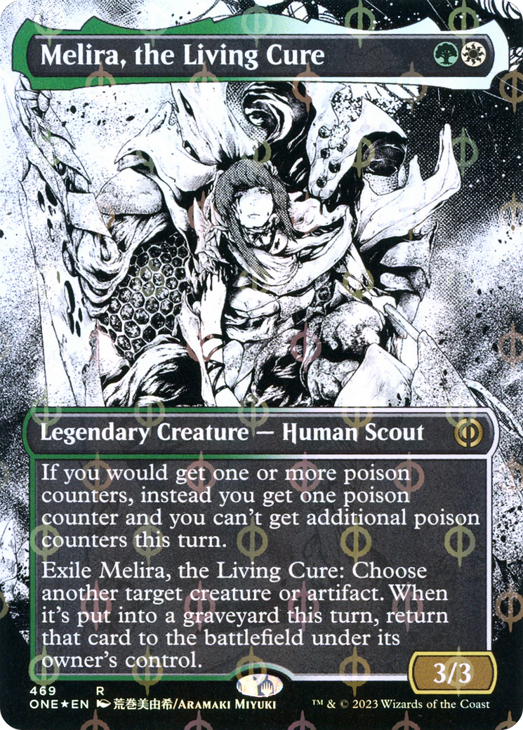 Melira, the Living Cure (Borderless Manga Step-and-Compleat Foil) [Phyrexia: All Will Be One] | Empire Gaming NC