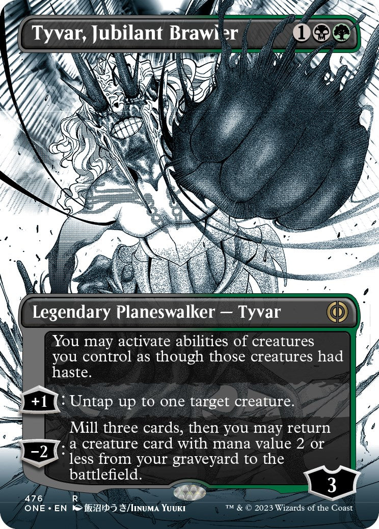 Tyvar, Jubilant Brawler (Borderless Manga Step-and-Compleat Foil) [Phyrexia: All Will Be One] | Empire Gaming NC