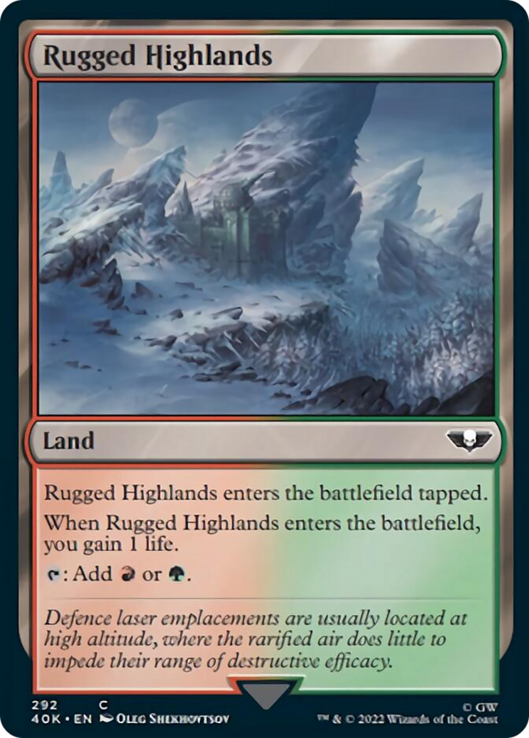 Rugged Highlands (Surge Foil) [Universes Beyond: Warhammer 40,000] | Empire Gaming NC