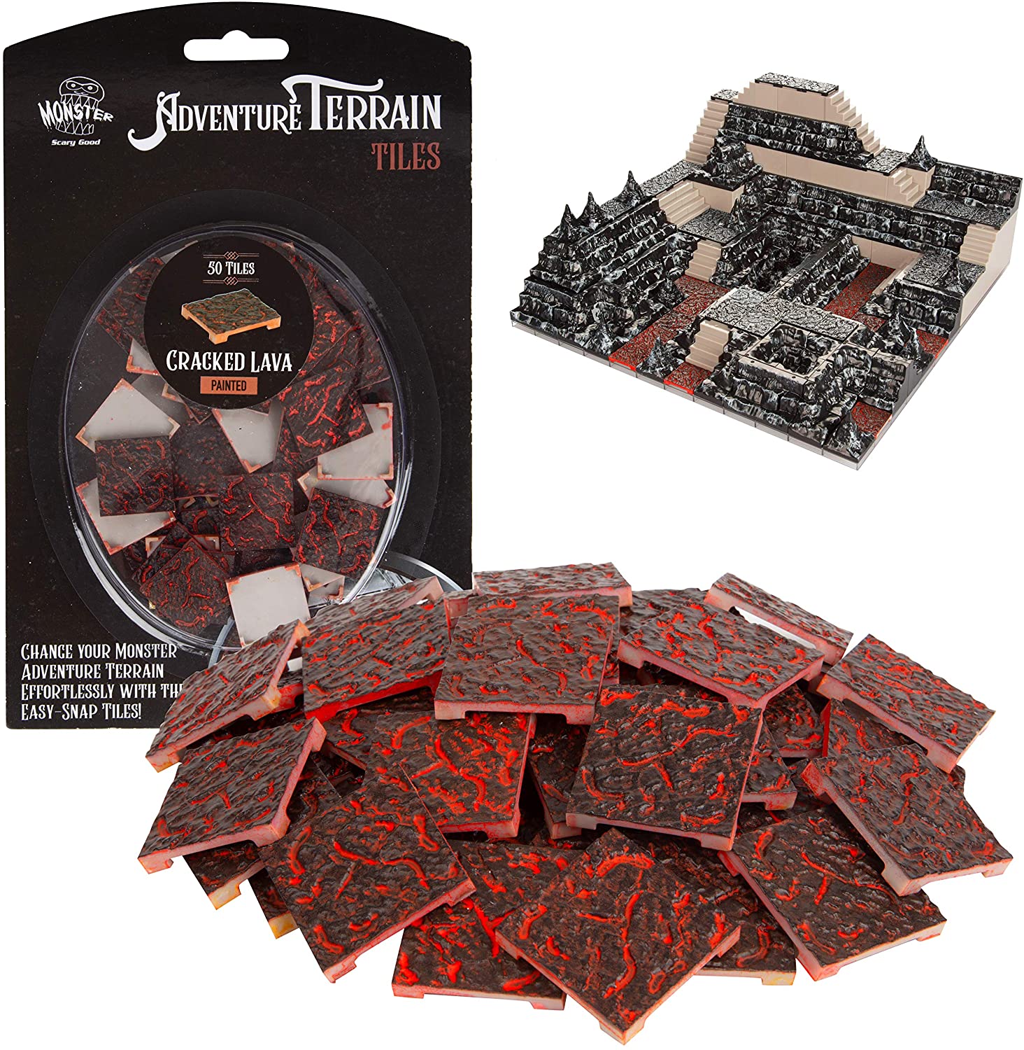 Monster Adventure Terrain- 50pc Cracked Lava Tile Expansion Pack | Empire Gaming NC