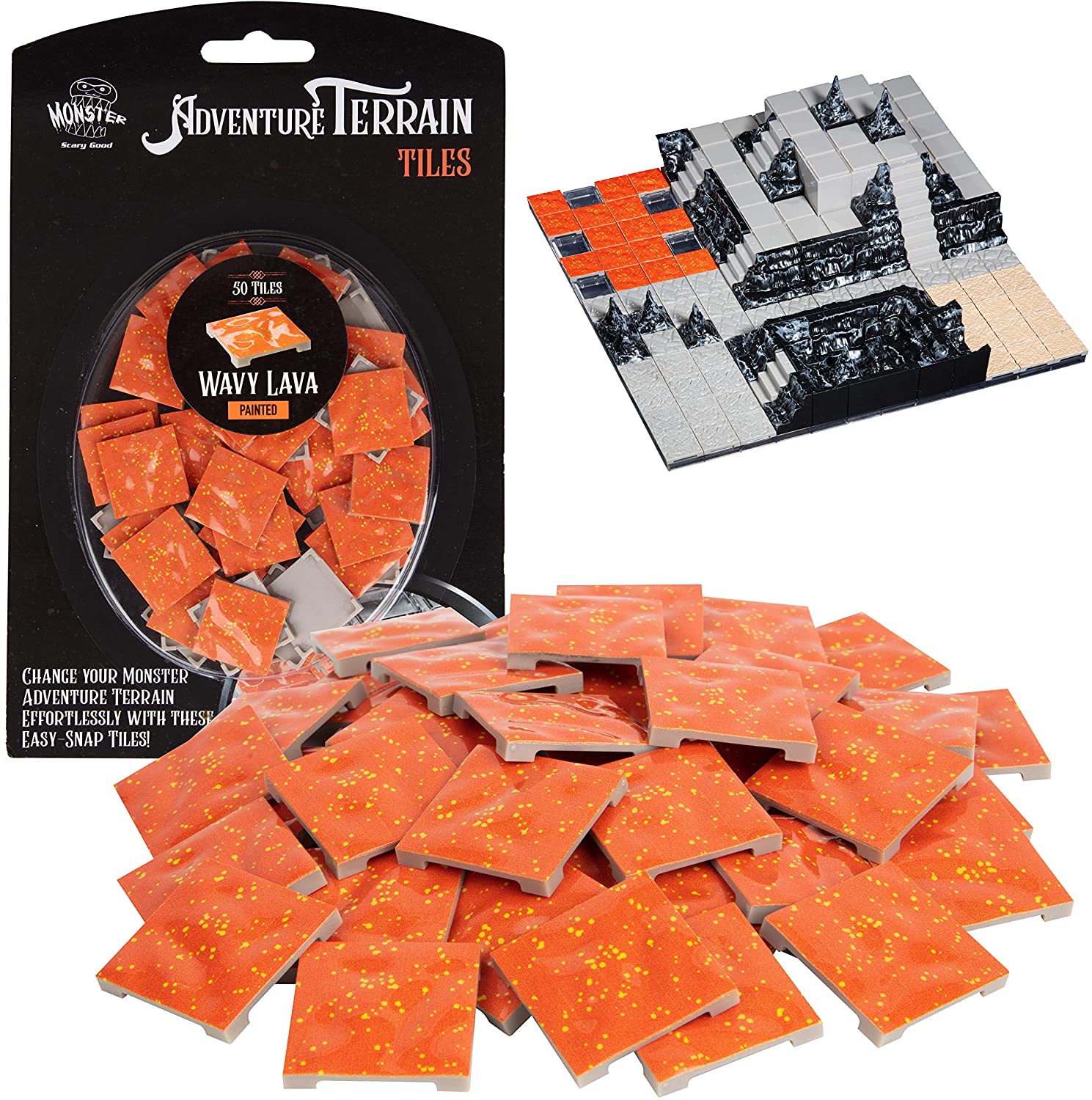 Monster Adventure Terrain: Painted - Wavy Lava Tiles (50) | Empire Gaming NC