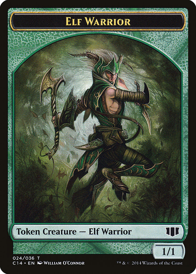 Elephant // Elf Warrior Double-sided Token [Commander 2014 Tokens] | Empire Gaming NC