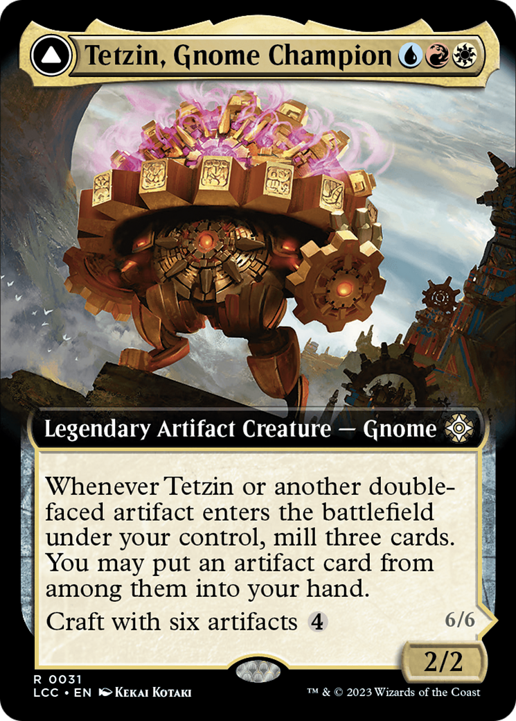 Tetzin, Gnome Champion // The Golden-Gear Colossus (Extended Art) [The Lost Caverns of Ixalan Commander] | Empire Gaming NC