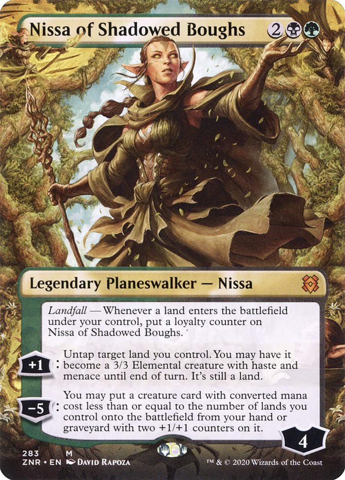 Nissa of Shadowed Boughs (Borderless) [Zendikar Rising] | Empire Gaming NC