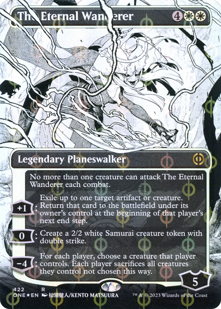 The Eternal Wanderer (Borderless Manga Step-and-Compleat Foil) [Phyrexia: All Will Be One] | Empire Gaming NC