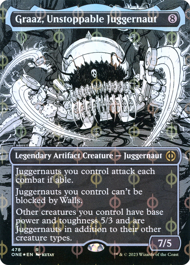 Graaz, Unstoppable Juggernaut (Borderless Manga Step-and-Compleat Foil) [Phyrexia: All Will Be One] | Empire Gaming NC