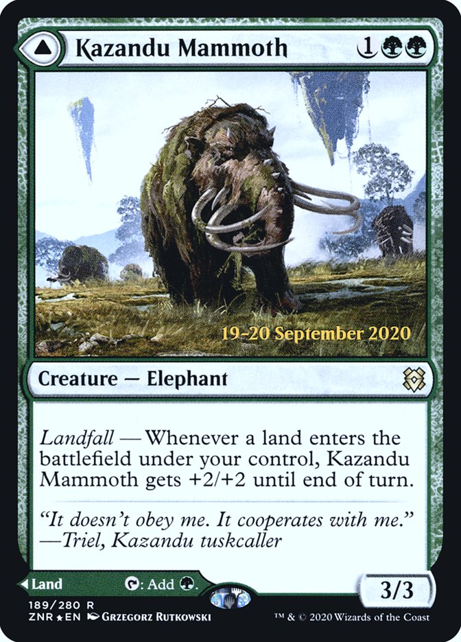 Kazandu Mammoth // Kazandu Valley  [Zendikar Rising Prerelease Promos] | Empire Gaming NC