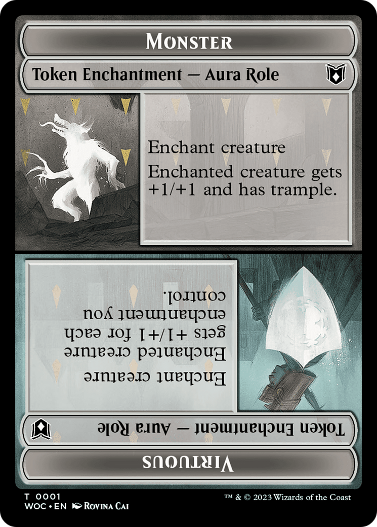 Copy // Monster Role / Virtuous Role Double-Sided Token [Wilds of Eldraine Commander Tokens] | Empire Gaming NC