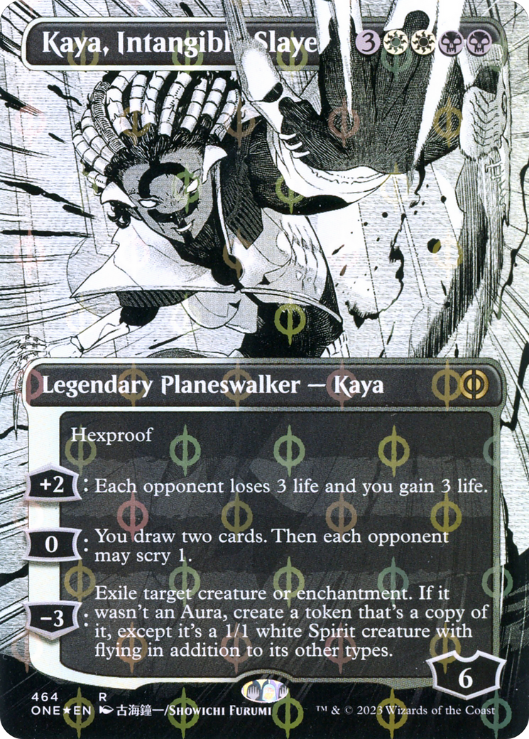 Kaya, Intangible Slayer (Borderless Manga Step-and-Compleat Foil) [Phyrexia: All Will Be One] | Empire Gaming NC