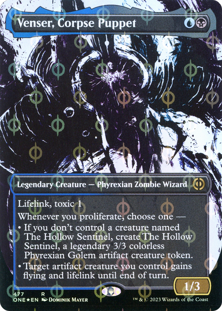 Venser, Corpse Puppet (Borderless Ichor Step-and-Compleat Foil) [Phyrexia: All Will Be One] | Empire Gaming NC