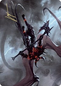 Burning-Rune Demon Art Card (Gold-Stamped Signature) [Kaldheim: Art Series] | Empire Gaming NC