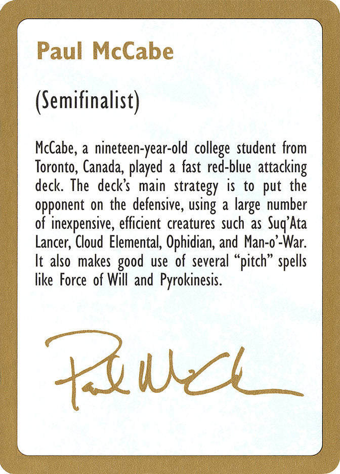 Paul McCabe Bio [World Championship Decks 1997] | Empire Gaming NC