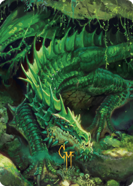 Lurking Green Dragon Art Card (Gold-Stamped Signature) [Commander Legends: Battle for Baldur's Gate Art Series] | Empire Gaming NC