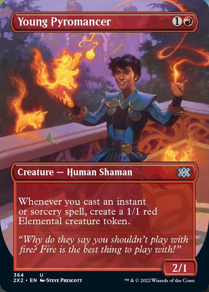 Young Pyromancer (Borderless Alternate Art) [Double Masters 2022] | Empire Gaming NC