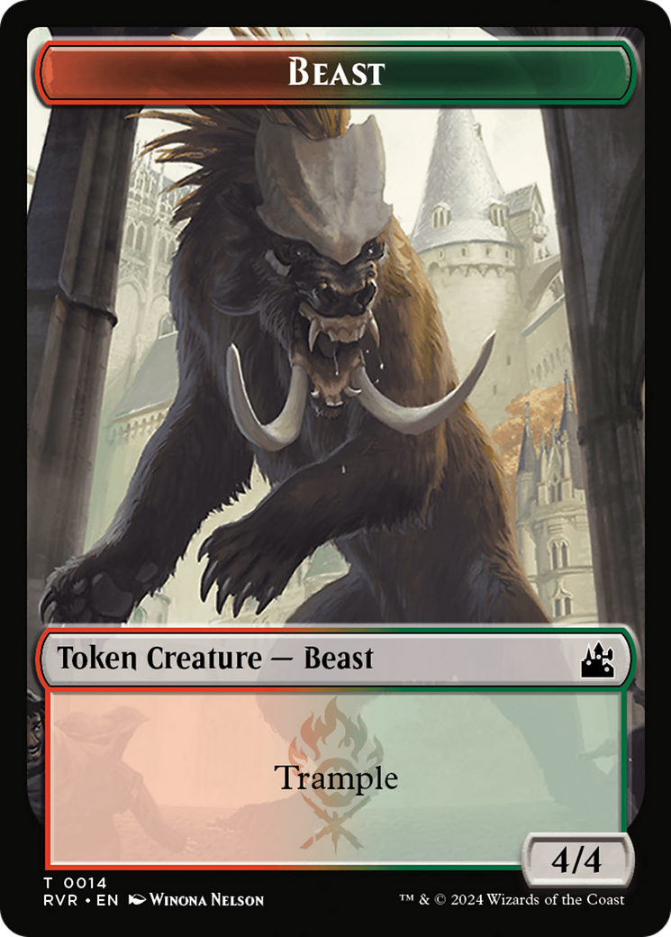 Spirit (0018) // Beast Double-Sided Token [Ravnica Remastered Tokens] | Empire Gaming NC