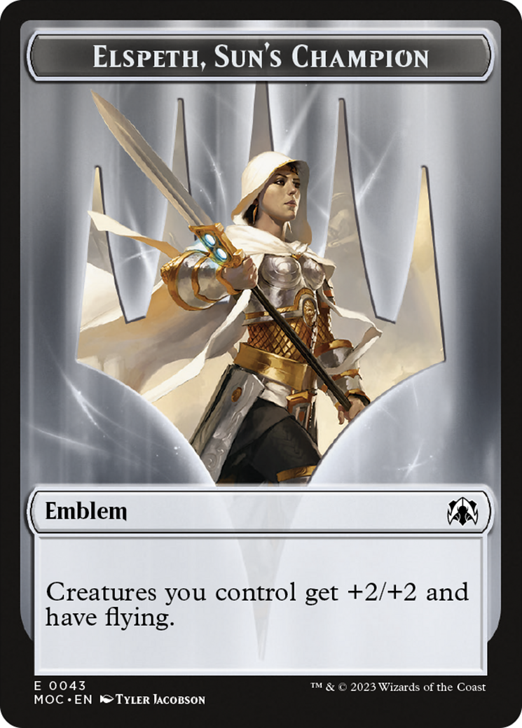 Warrior // Elspeth, Sun's Champion Emblem Double-Sided Token [March of the Machine Commander Tokens] | Empire Gaming NC