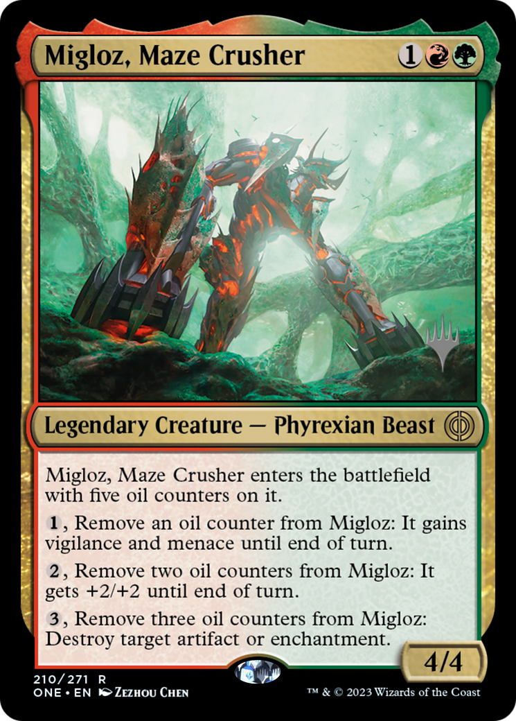 Migloz, Maze Crusher (Promo Pack) [Phyrexia: All Will Be One Promos] | Empire Gaming NC