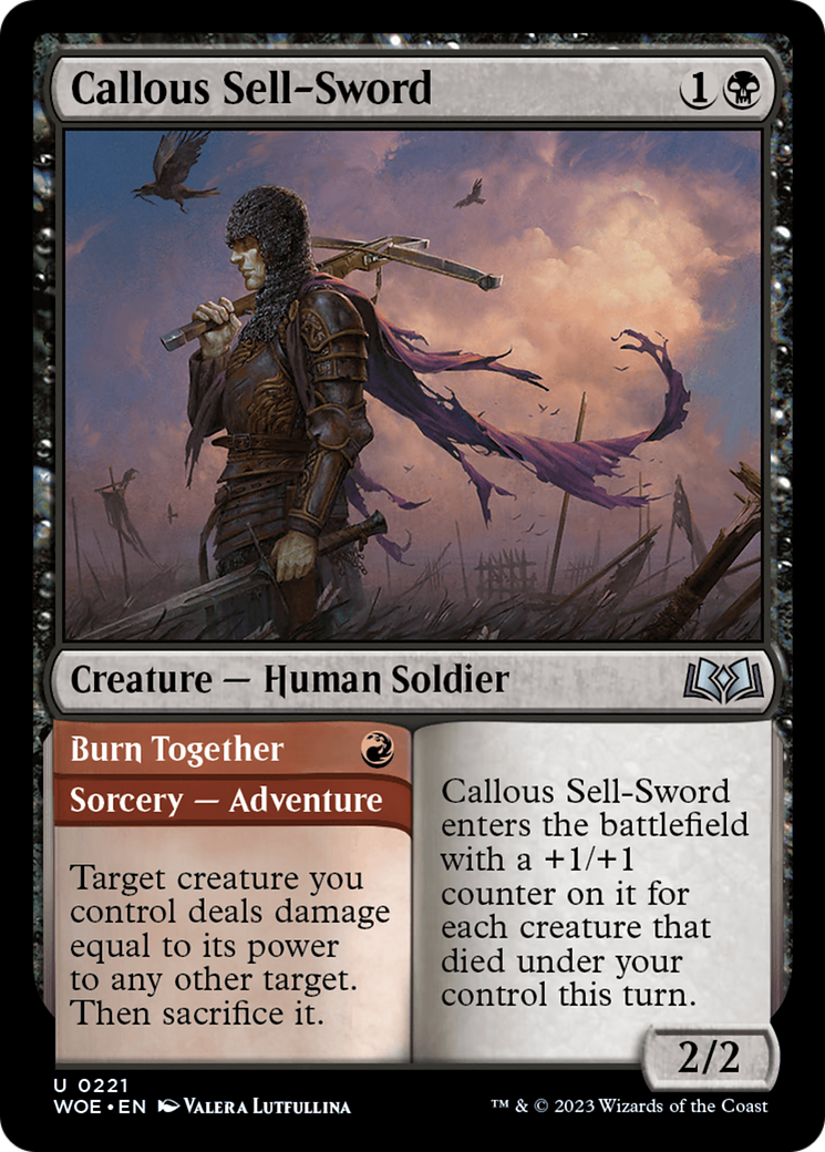 Callous Sell-Sword // Burn Together [Wilds of Eldraine] | Empire Gaming NC