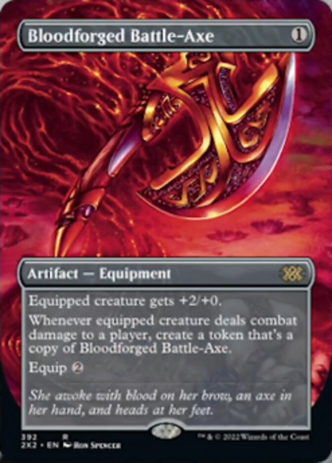 Bloodforged Battle-Axe (Borderless Alternate Art) [Double Masters 2022] | Empire Gaming NC