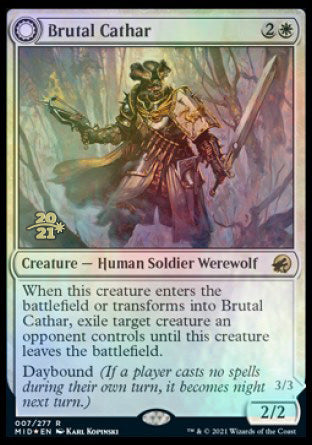 Brutal Cathar // Moonrage Brute [Innistrad: Midnight Hunt Prerelease Promos] | Empire Gaming NC