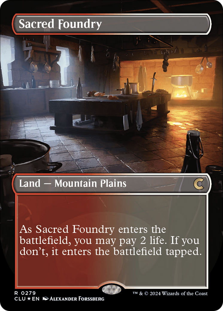 Sacred Foundry (Borderless) [Ravnica: Clue Edition] | Empire Gaming NC