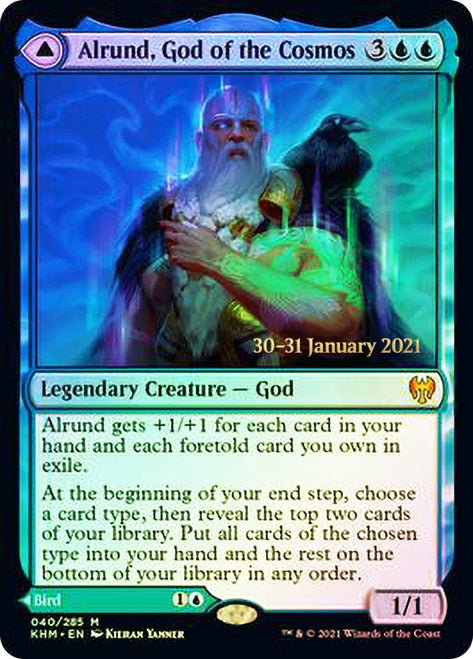 Alrund, God of the Cosmos // Hakka, Whispering Raven  [Kaldheim Prerelease Promos] | Empire Gaming NC