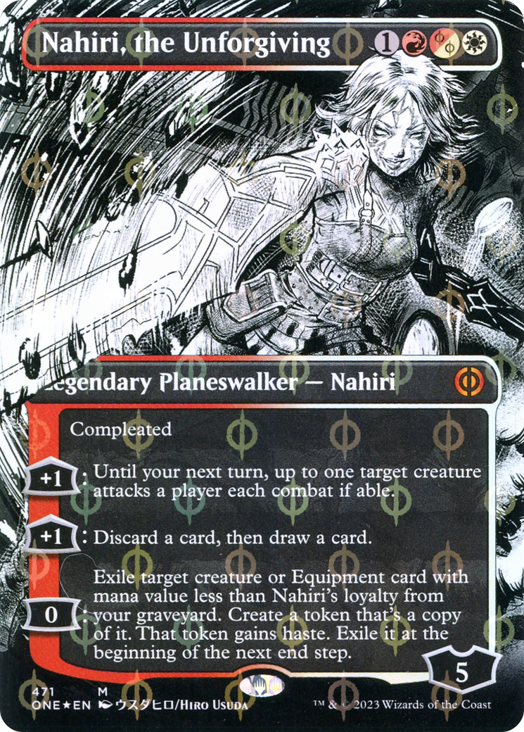 Nahiri, the Unforgiving (Borderless Manga Step-and-Compleat Foil) [Phyrexia: All Will Be One] | Empire Gaming NC