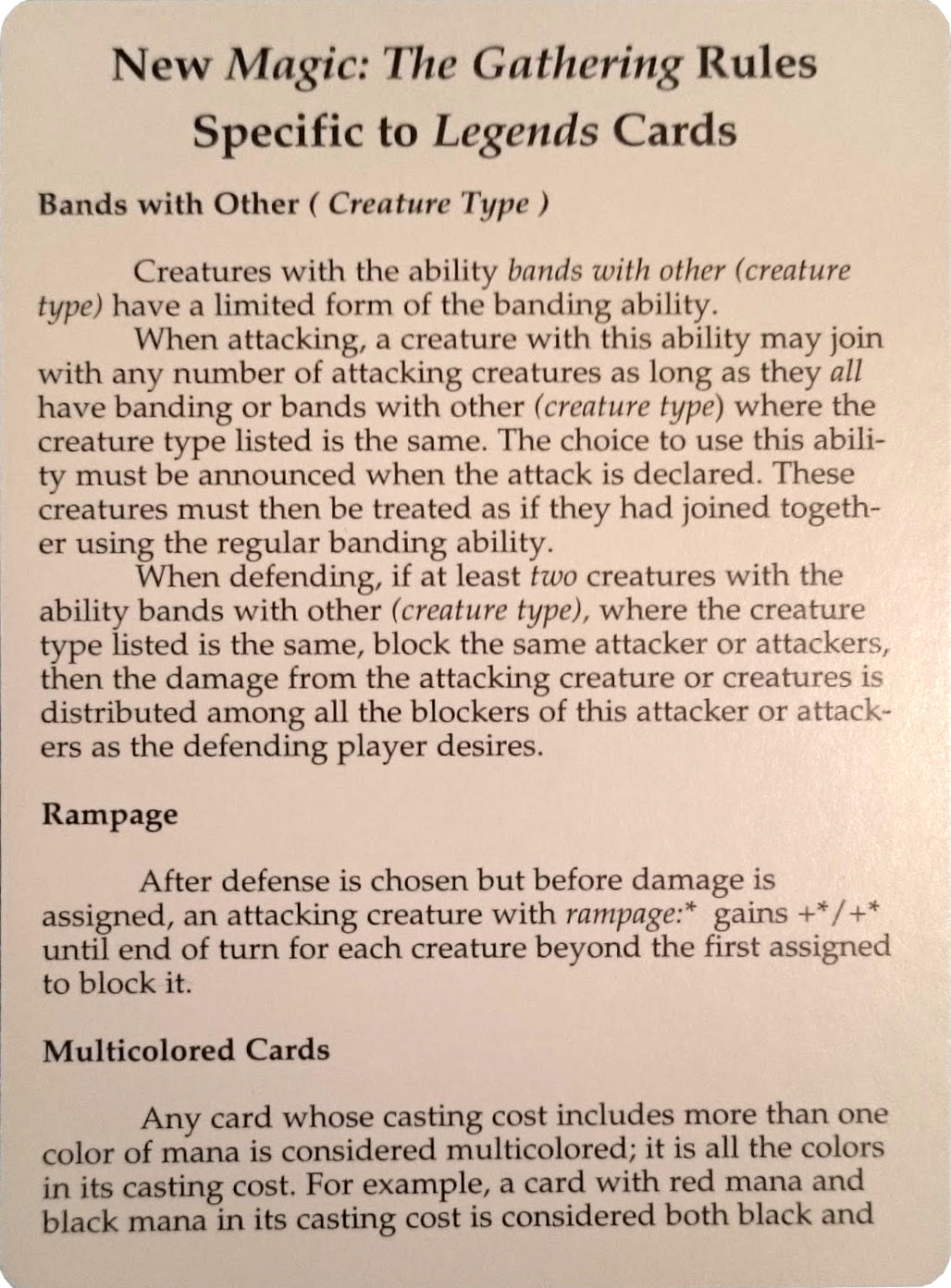 Legends Rules Card [Legends Tokens] | Empire Gaming NC