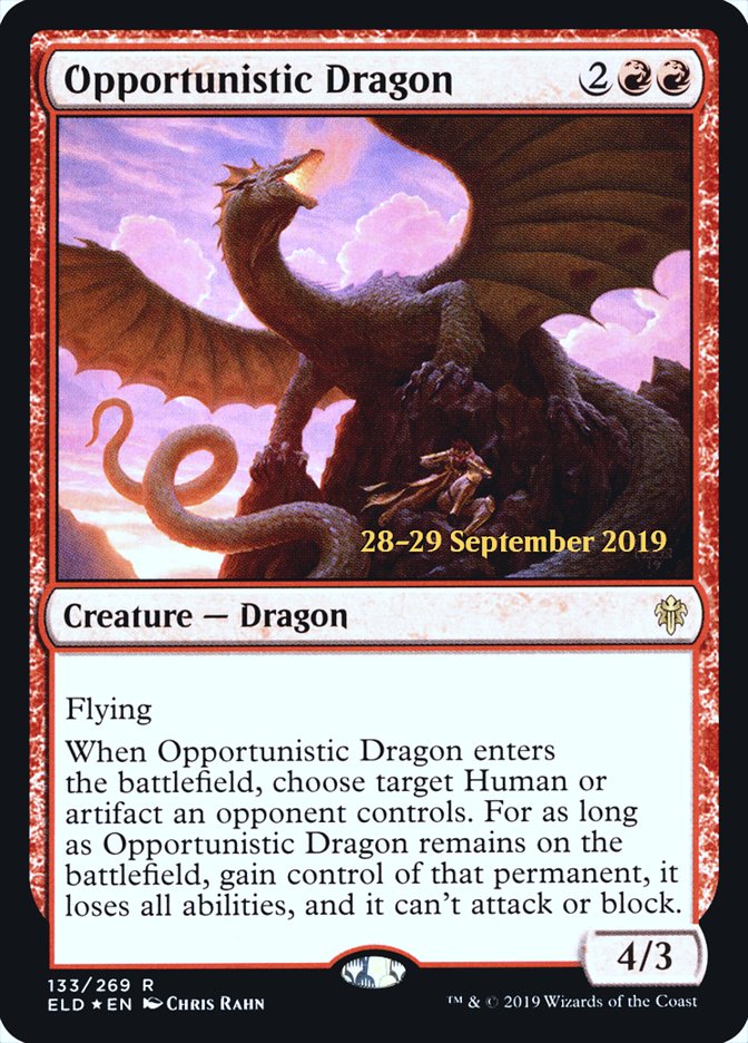 Opportunistic Dragon  [Throne of Eldraine Prerelease Promos] | Empire Gaming NC